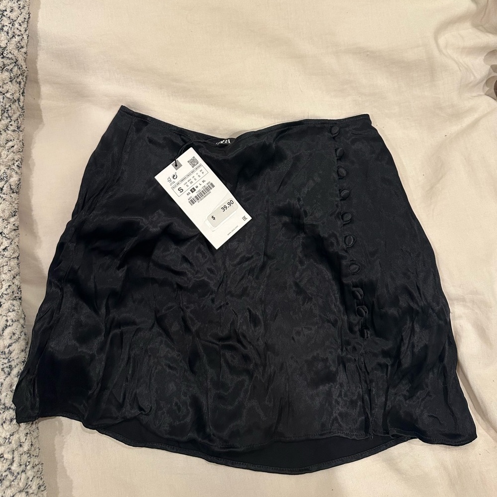 Zara Satin Mini Skort with Buttons